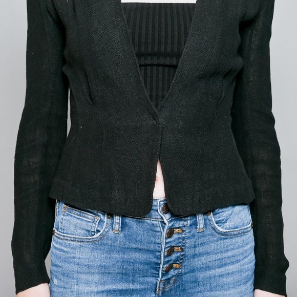 ISABEL MARANT Black Linen Fitted Blazer Sz 1 - Picture 3 of 8